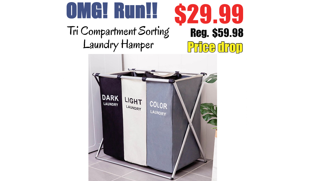 Tri Compartment Sorting Laundry Hamper Just $29.99 Shipped on Walmart.com (Regularly $59.98)