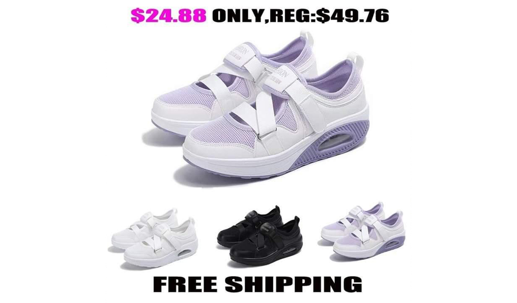 Women Solid Color Velcro Light Breathable Size Air Shoes+FREE SHIPPING