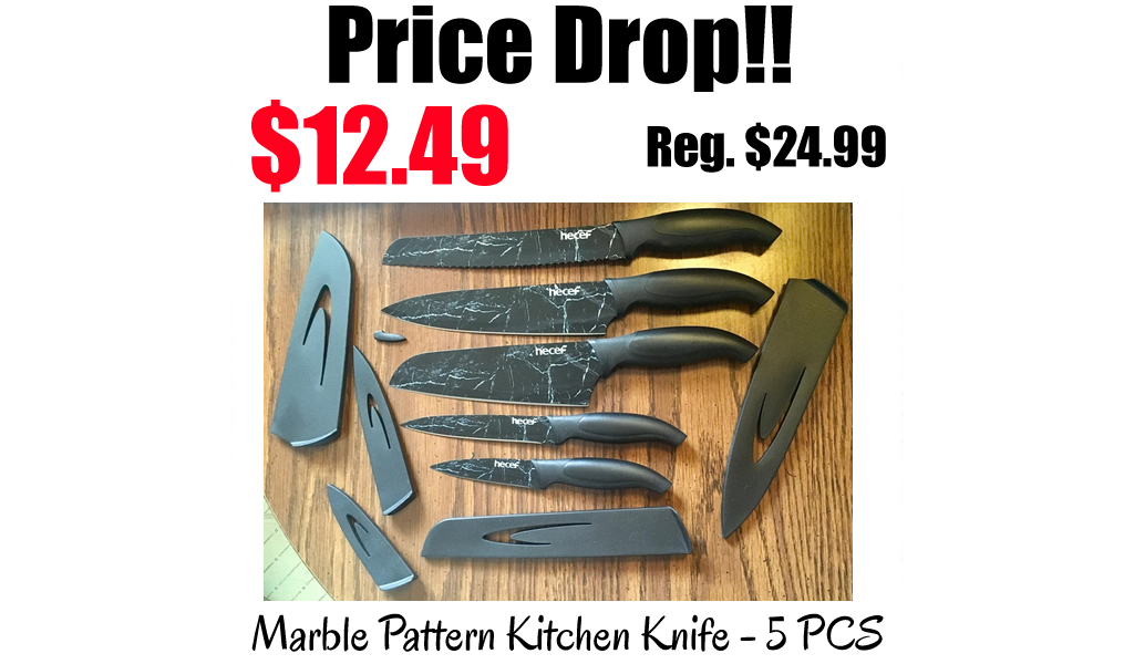 Marble Pattern Kitchen Knife - 5 PCS Only $12.49 Shipped on Amazon (Regularly $24.99)