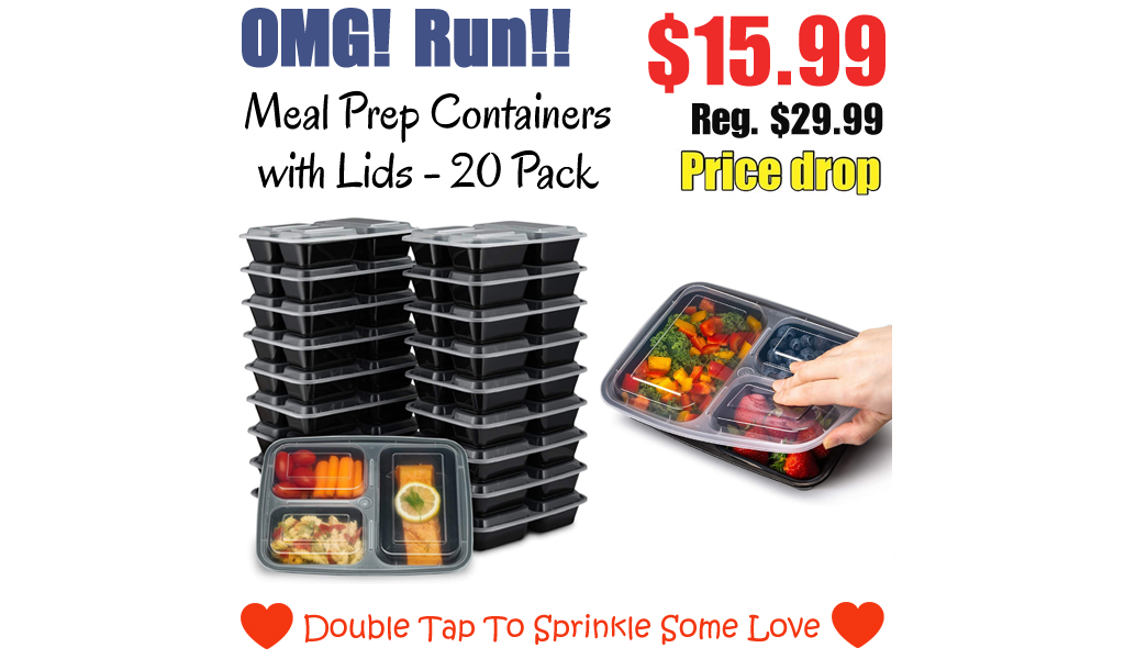 Meal Prep Containers with Lids - 20 Pack Only $15.99 Shipped on Amazon (Regularly $29.99)