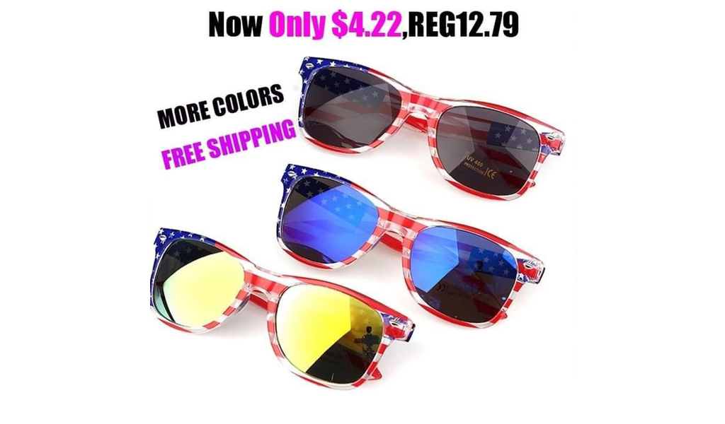 USA Flag Sunglasses Independence Day Clear Frame Classic 80s+FREE SHIPPING