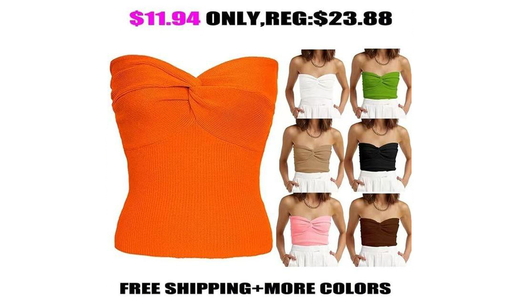 Womens Strapless Crop Top +FREE SHIPPING