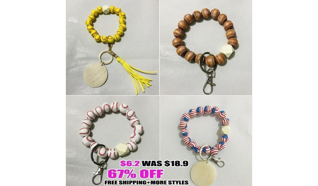 Fashion Bohemian Wooden Beads Wooden Sign Bracelet Keychain+FREE SHIPPING