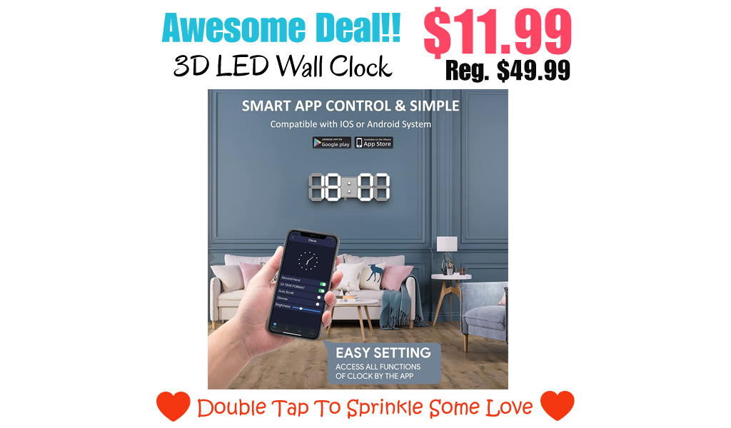 3D LED Wall Clock Only $11.99 Shipped on Amazon (Regularly $49.99)