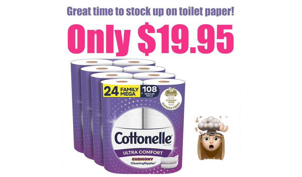 Cottonelle Toilet Paper Mega Rolls 24ct Only $19.95 Shipped on Amazon (Equals 108 Regular Rolls!)