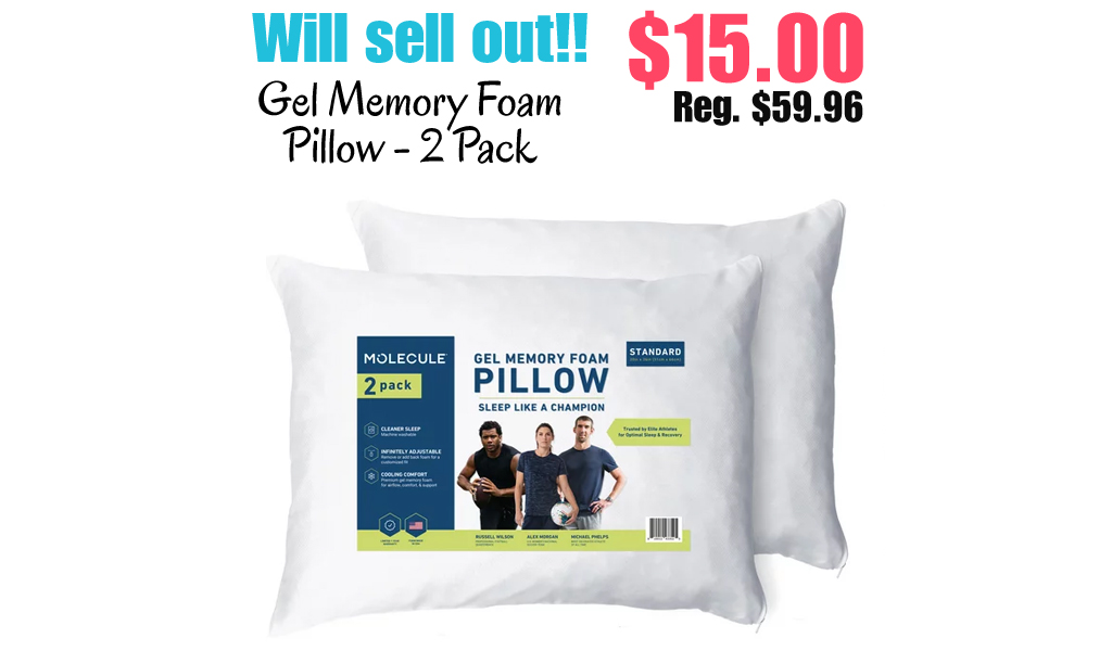 Gel Memory Foam Pillow - 2 Pack Only $15 Shipped on Walmart.com (Regularly $59.96)