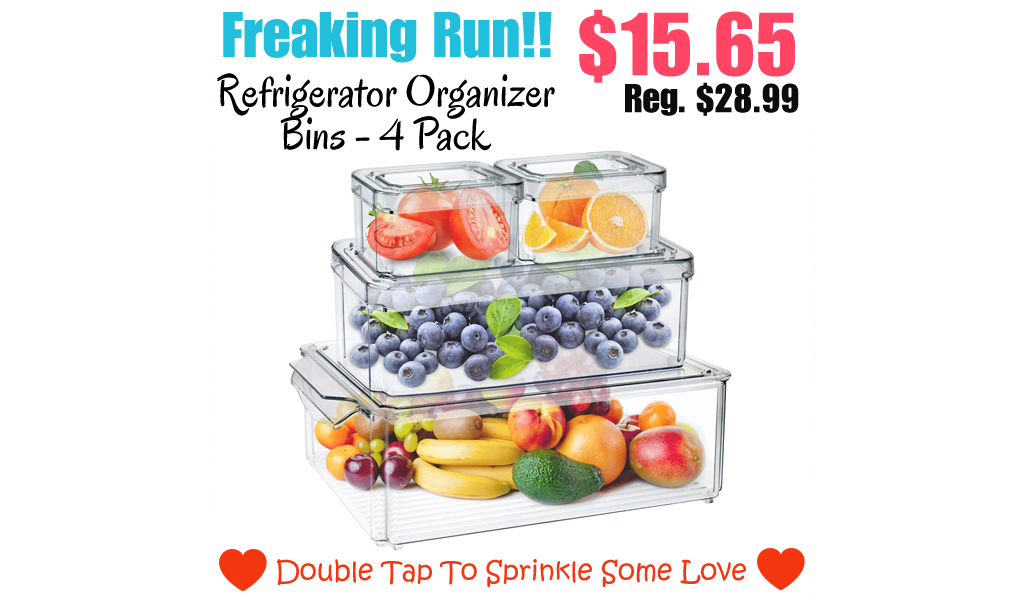 Refrigerator Organizer Bins - 4 Pack Only $15.65 Shipped on Amazon (Regularly $28.99)