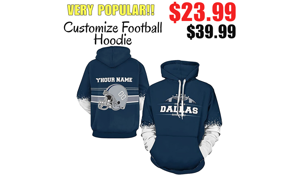 Customize Football Hoodie Only $23.99 Shipped on Amazon (Regularly $39.99)