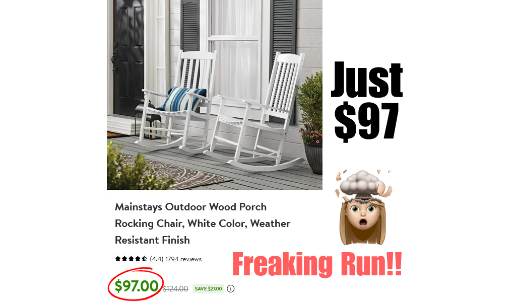 Weather-Resistant Wood Rocking Chair Only $97 Shipped on Walmart.com (Regularly $124)