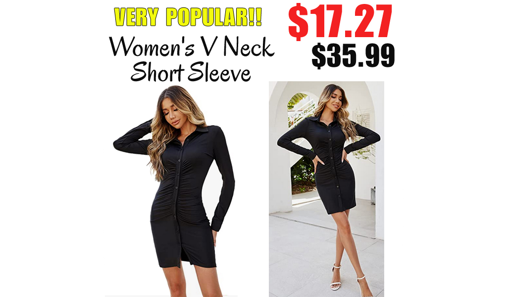 Women's V Neck Short Sleeve Dress Only $17.27 Shipped on Amazon (Regularly $35.99)