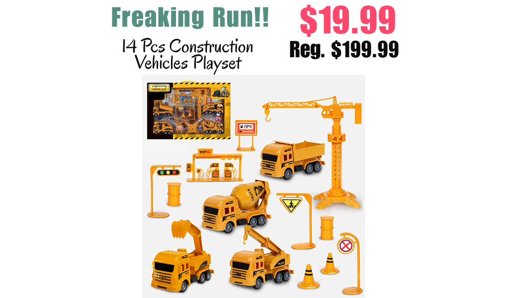 14 Pcs Construction Vehicles Playset Only $19.99 Shipped on Amazon (Regularly $199.99)