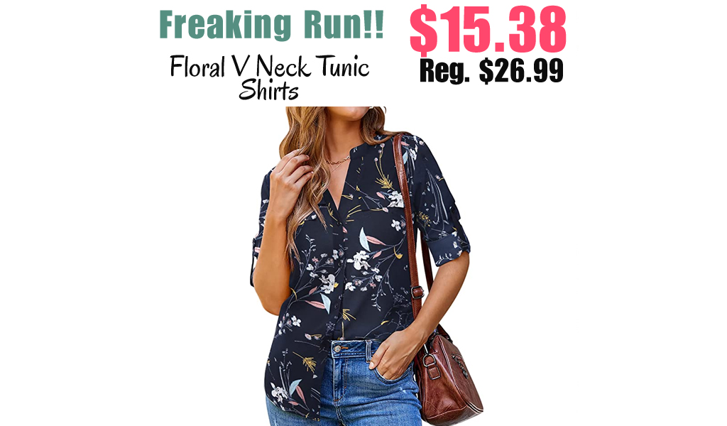 Floral V Neck Tunic Shirts Only $15.38 Shipped on Amazon (Regularly $26.99)