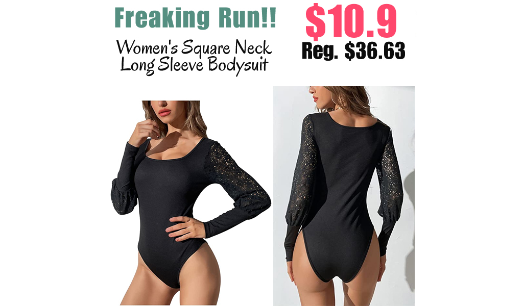 Women's Square Neck Long Sleeve Bodysuit Only $10.9 Shipped on Amazon (Regularly $36.63)