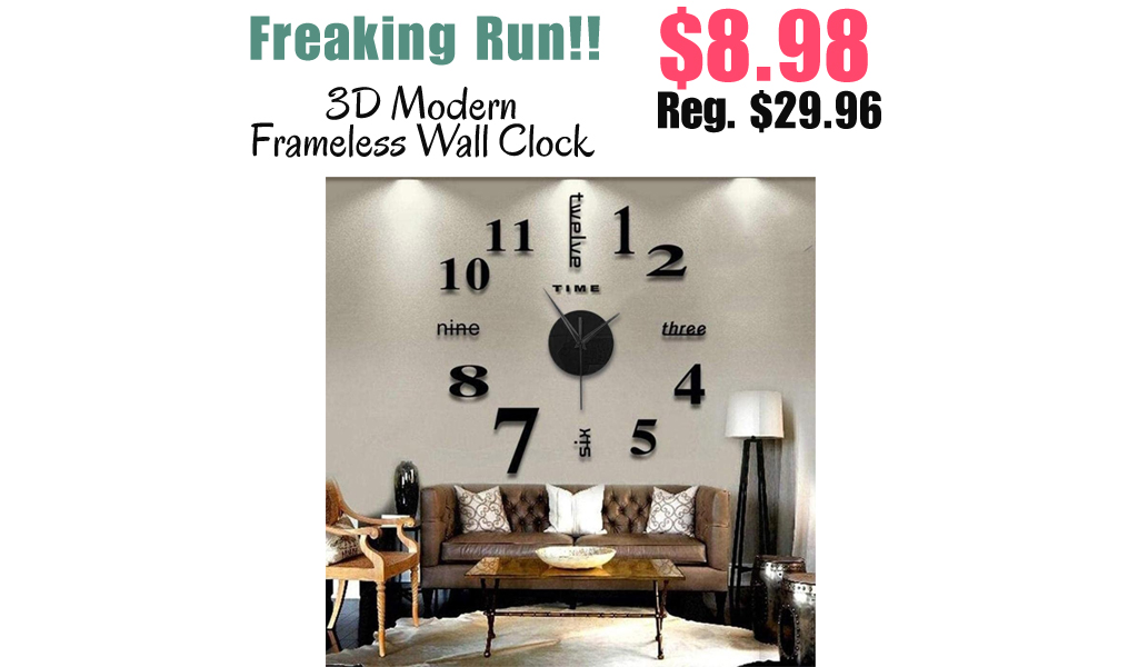 3D Modern Frameless Wall Clock Only $8.98 Shipped on Amazon (Regularly $29.96)
