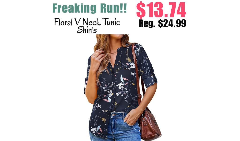 Floral V Neck Tunic Shirts Only $13.74 Shipped on Amazon (Regularly $24.99)