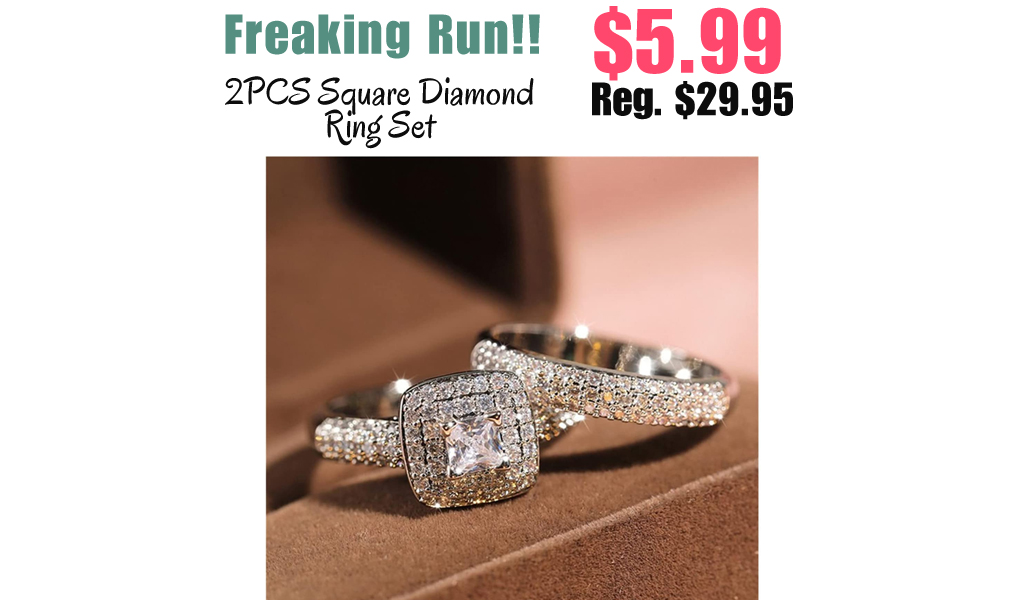 2PCS Square Diamond Ring Set Only $5.99 Shipped on Amazon (Regularly $29.95)