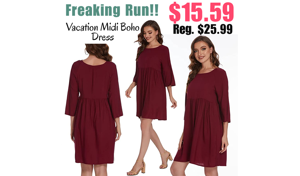 Vacation Midi Boho Dress Only $15.59 Shipped on Amazon (Regularly $25.99)