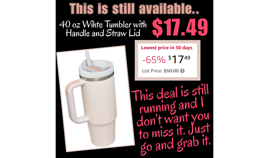 40 oz Wihte Tumbler with Handle and Straw Lid Only $17.49 Shipped on Amazon