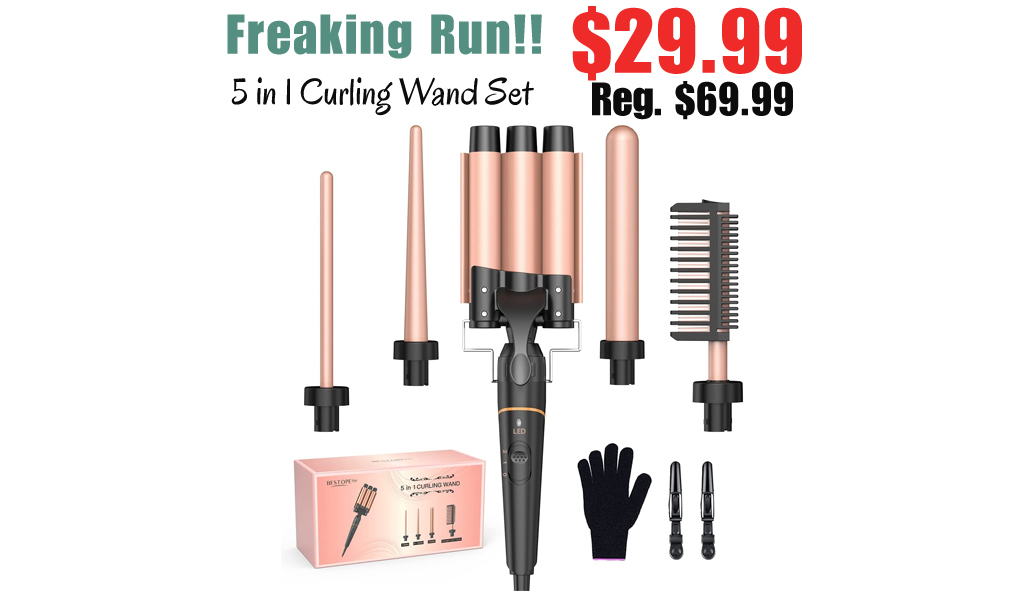 5 in 1 Curling Wand Set Only $29.99 Shipped on Amazon (Regularly $69.99)