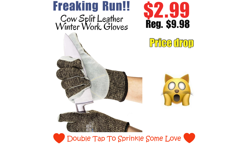 Cow Split Leather Winter Work Gloves Only $2.99 Shipped on Amazon (Regularly $9.98)