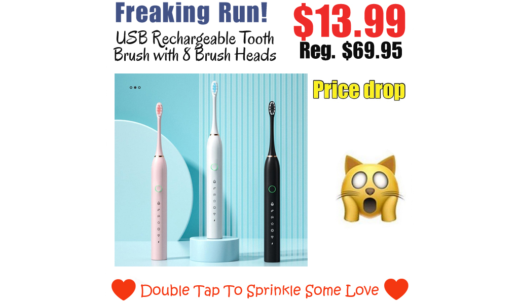 USB Rechargeable Tooth Brush with 8 Brush Heads Only $13.99 Shipped on Amazon (Regularly $69.95)