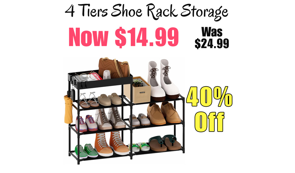 4 Tiers Shoe Rack Storage Only $14.99 Shipped on Amazon (Regularly $24.99)
