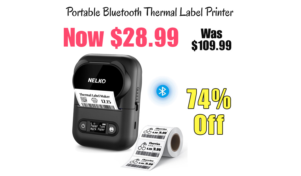 Portable Bluetooth Thermal Label Printer Only $28.99 Shipped on Amazon (Regularly $109.99)