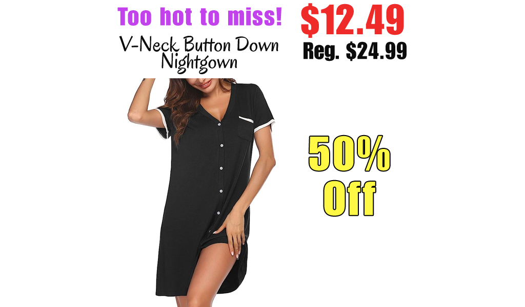 V-Neck Button Down Nightgown Only $12.49 Shipped on Amazon (Regularly $24.99)