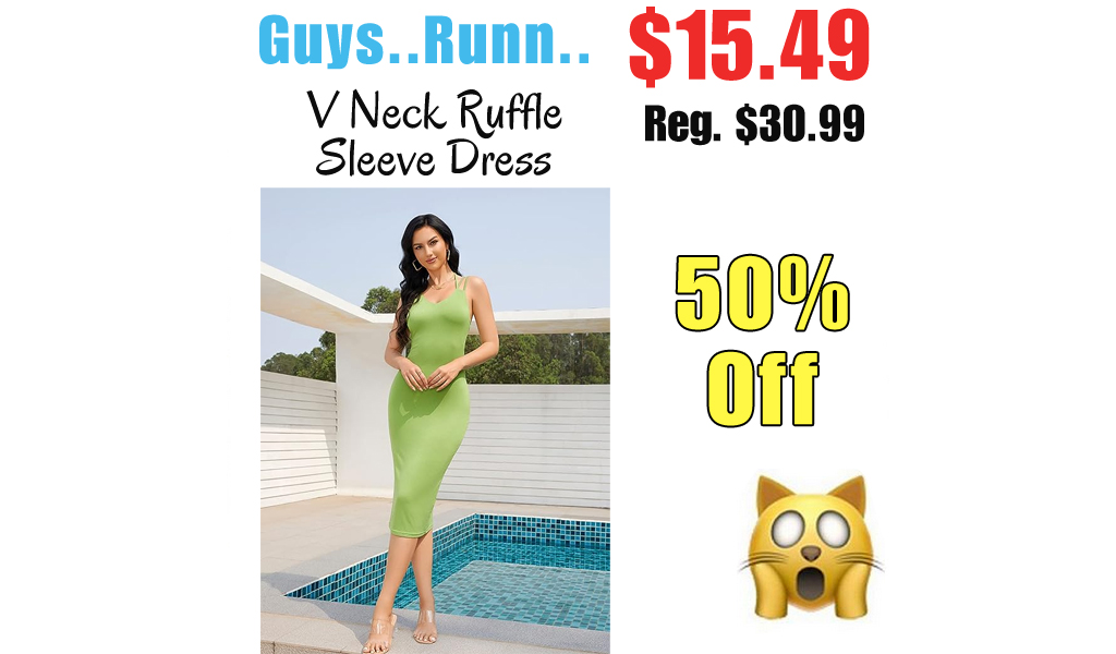 V Neck Ruffle Sleeve Dress Only $15.49 Shipped on Amazon (Regularly $30.99)