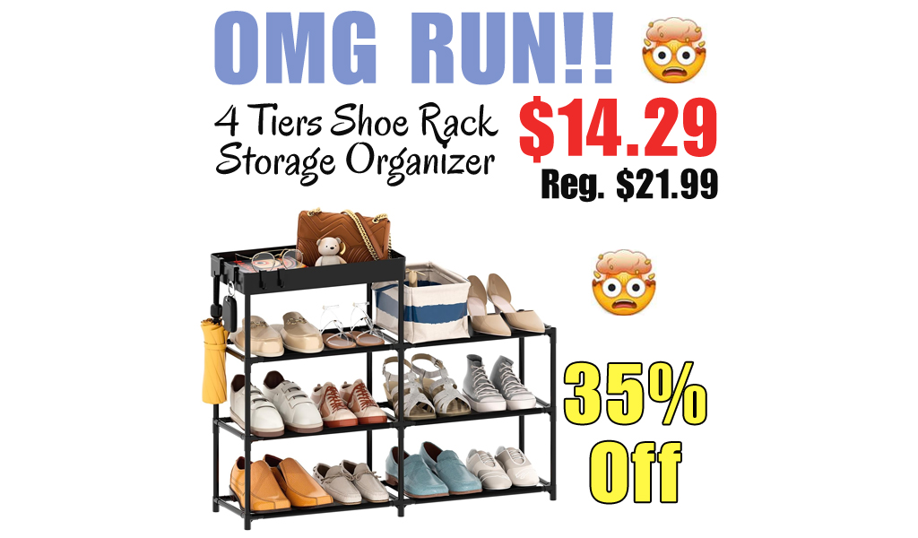 4 Tiers Shoe Rack Storage Organizer Only $14.29 Shipped on Amazon (Regularly $21.99)