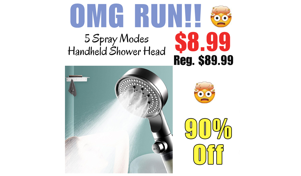 5 Spray Modes Handheld Shower Head Only $8.99 Shipped on Amazon (Regularly $89.99)
