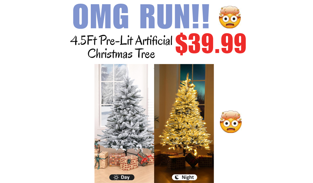 4.5Ft Pre-Lit Artificial Christmas Tree Only $39.99 Shipped on Amazon