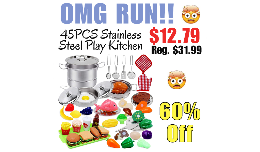 45PCS Stainless Steel Play Kitchen Only $12.79 Shipped on Amazon (Regularly $31.99)