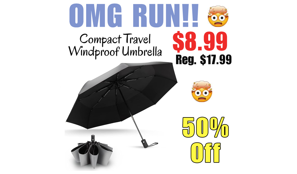 Compact Travel Windproof Umbrella Only $8.99 Shipped on Amazon (Regularly $17.99)