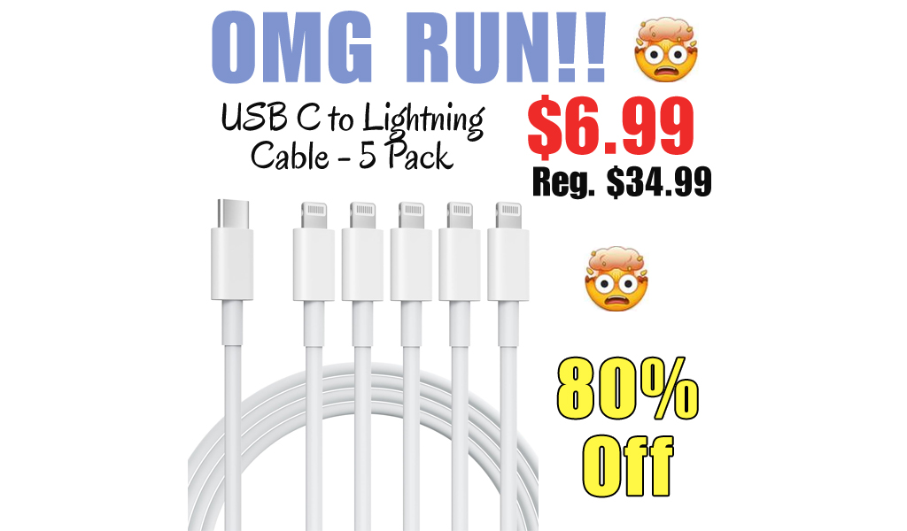 USB C to Lightning Cable - 5 Pack Only $6.99 Shipped on Amazon (Regularly $34.99)