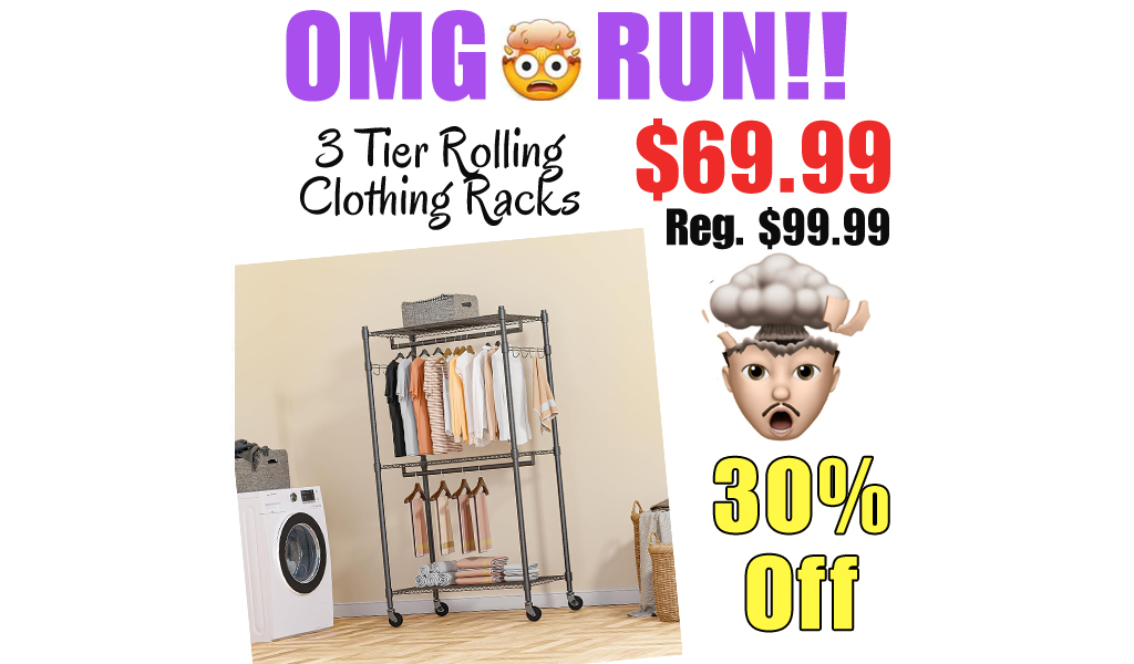 3 Tier Rolling Clothing Racks Only $69.99 Shipped on Amazon (Regularly $99.99)