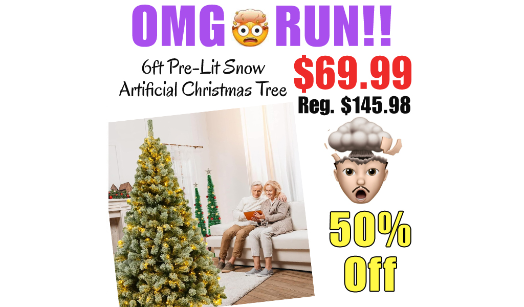 6ft Pre-Lit Snow Artificial Christmas Tree Only $69.99 Shipped on Amazon (Regularly $145.98)