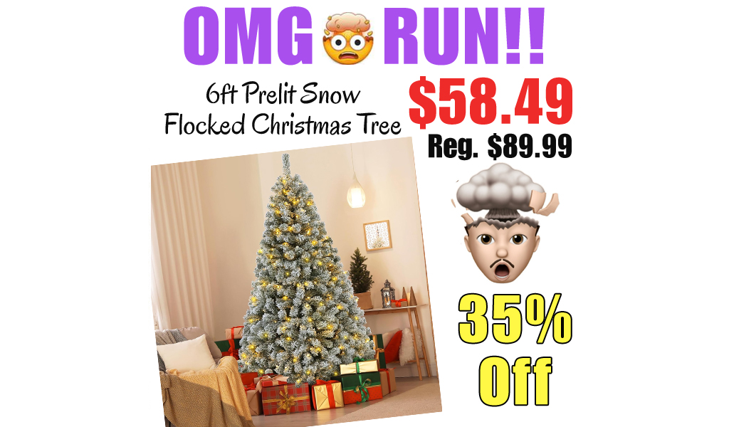 6ft Prelit Snow Flocked Christmas Tree Only $58.49 Shipped on Amazon (Regularly $89.99)