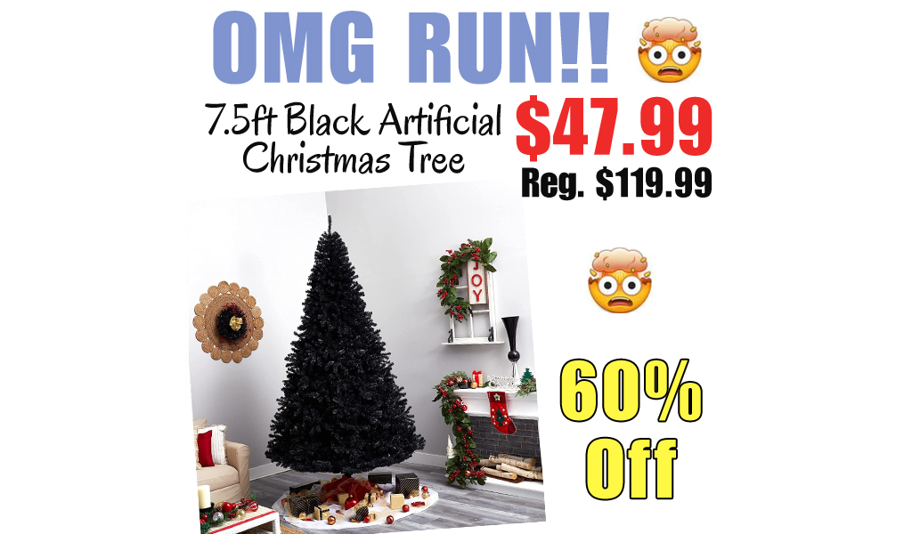 7.5ft Black Artificial Christmas Tree Only $47.99 Shipped on Amazon (Regularly $119.99)