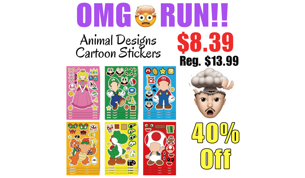 Animal Designs Cartoon Stickers Only $8.39 Shipped on Amazon (Regularly $13.99)