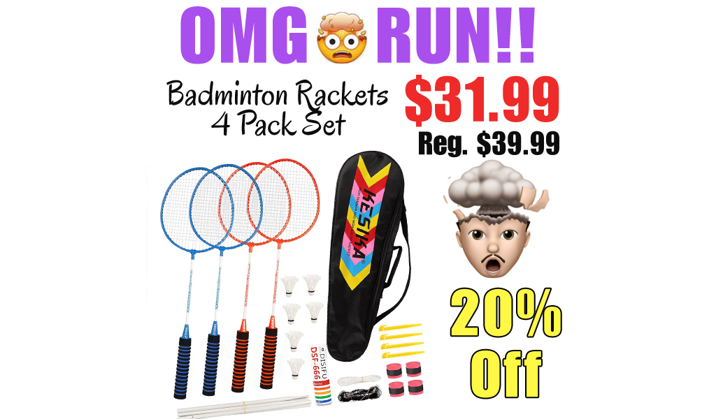Badminton Rackets 4 Pack Set Only $31.99 Shipped on Amazon (Regularly $39.99)