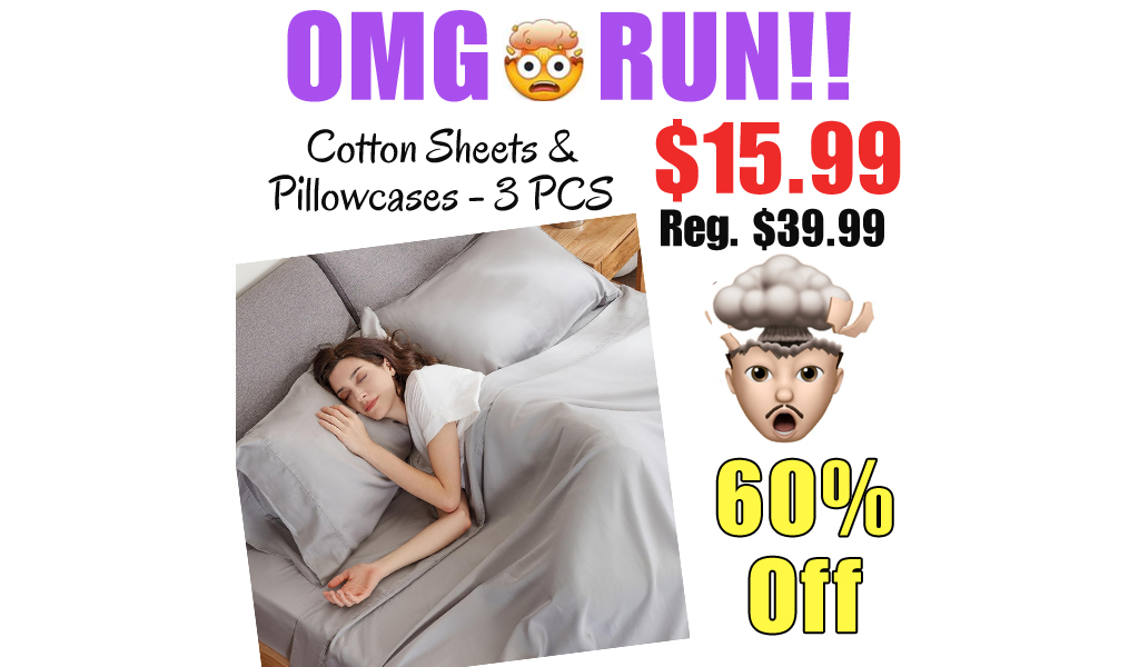 Cotton Sheets & Pillowcases - 3 PCS Only $15.99 Shipped on Amazon (Regularly $39.99)