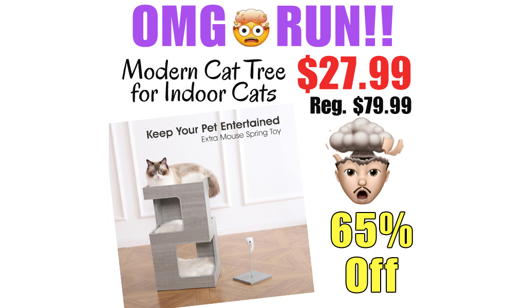 Modern Cat Tree for Indoor Cats Only $27.99 Shipped on Amazon (Regularly $79.99)