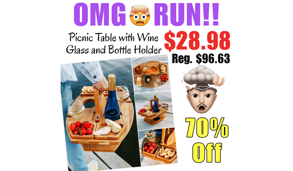 Picnic Table with Wine Glass and Bottle Holder Only $28.98 Shipped on Amazon (Regularly $96.63)