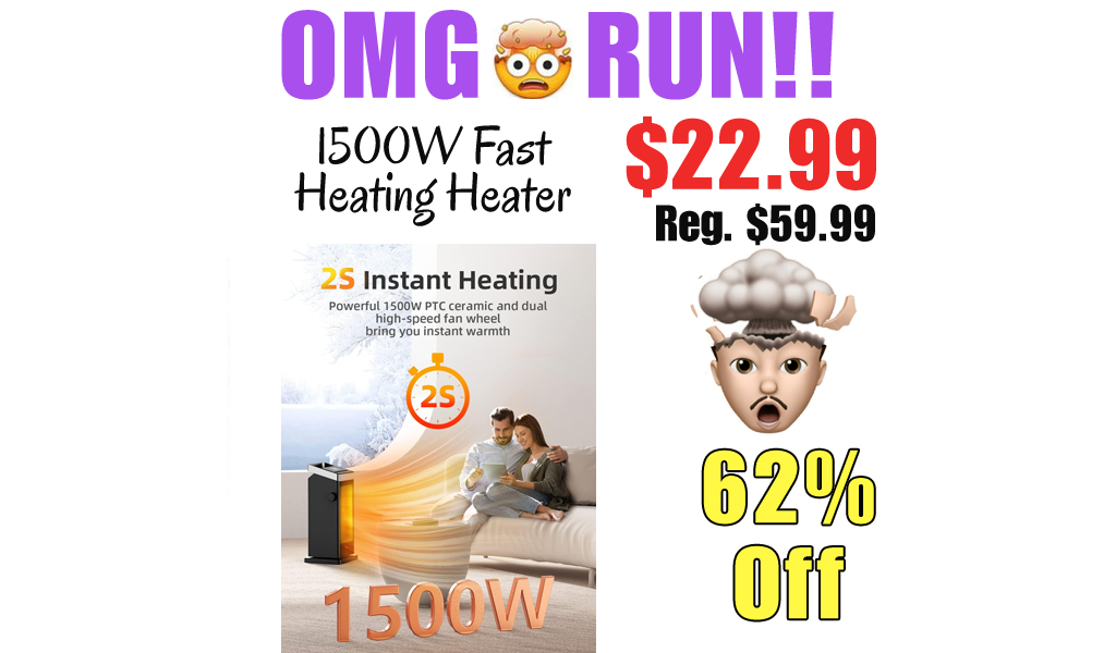 1500W Fast Heating Heater Only $22.99 Shipped on Amazon (Regularly $59.99)