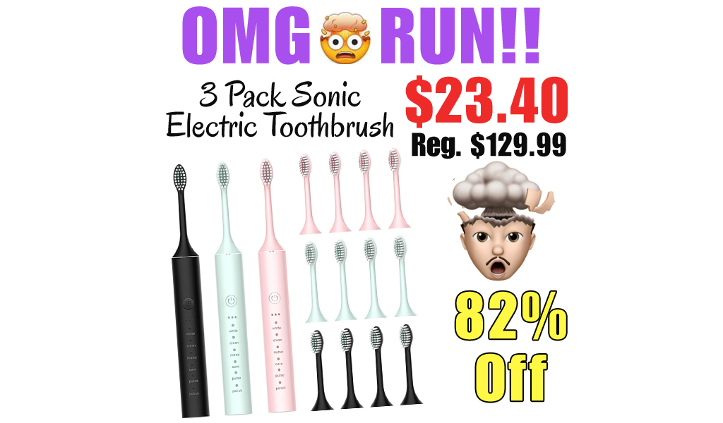 3 Pack Sonic Electric Toothbrush Only $23.40 Shipped on Amazon (Regularly $129.99)