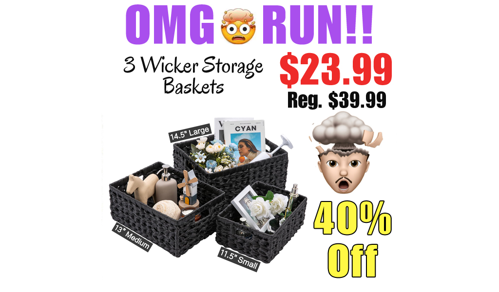 3 Wicker Storage Baskets Only $23.99 Shipped on Amazon (Regularly $39.99)
