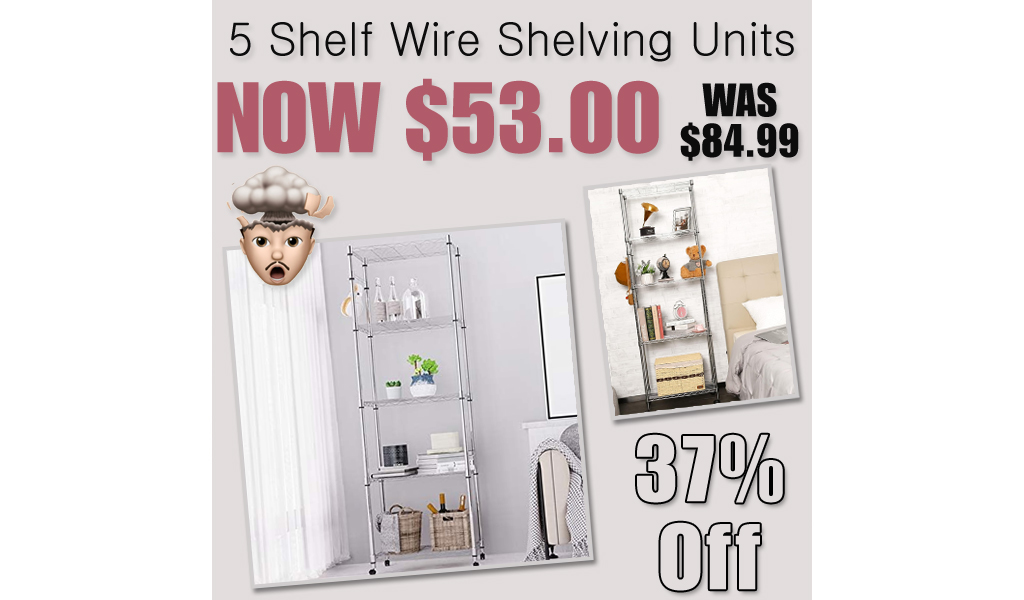5-Shelf Wire Shelving Units Only $53.00 Shipped on Amazon (Regularly $84.99)