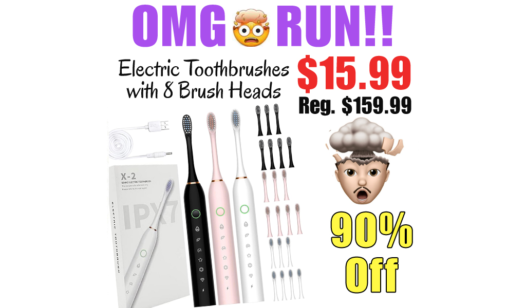 Electric Toothbrushes with 8 Brush Heads Only $15.99 Shipped on Amazon (Regularly $159.99)