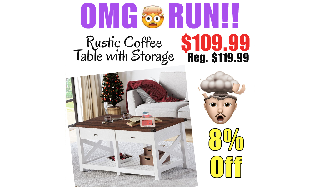 Rustic Coffee Table with Storage Only $109.99 on Amazon (Regularly $119.99)